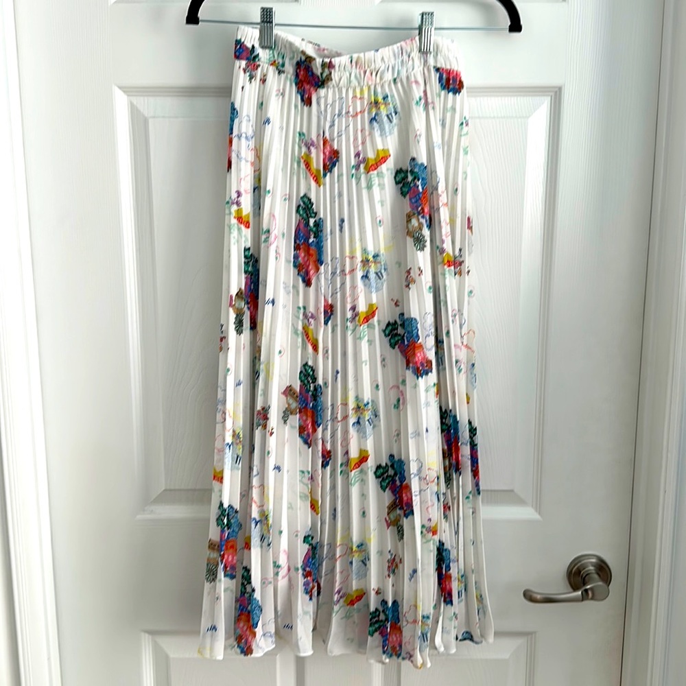& Other Stories Pleated French Print Skirt Size 4